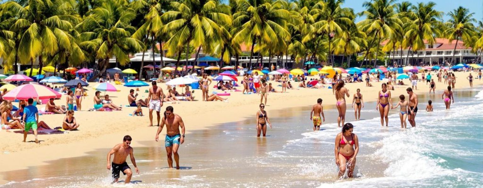 Families enjoying beach fun in Puerto Vallarta.